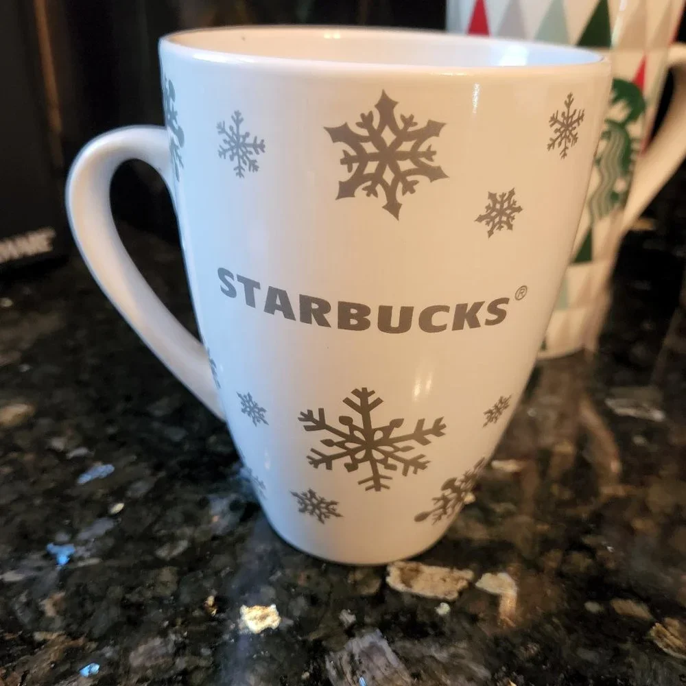 Starbucks - 2010 Silver Snowflake Mug 15.5 oz